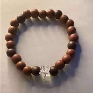 Wooden Beaded Bracelet with Clear Star Accent